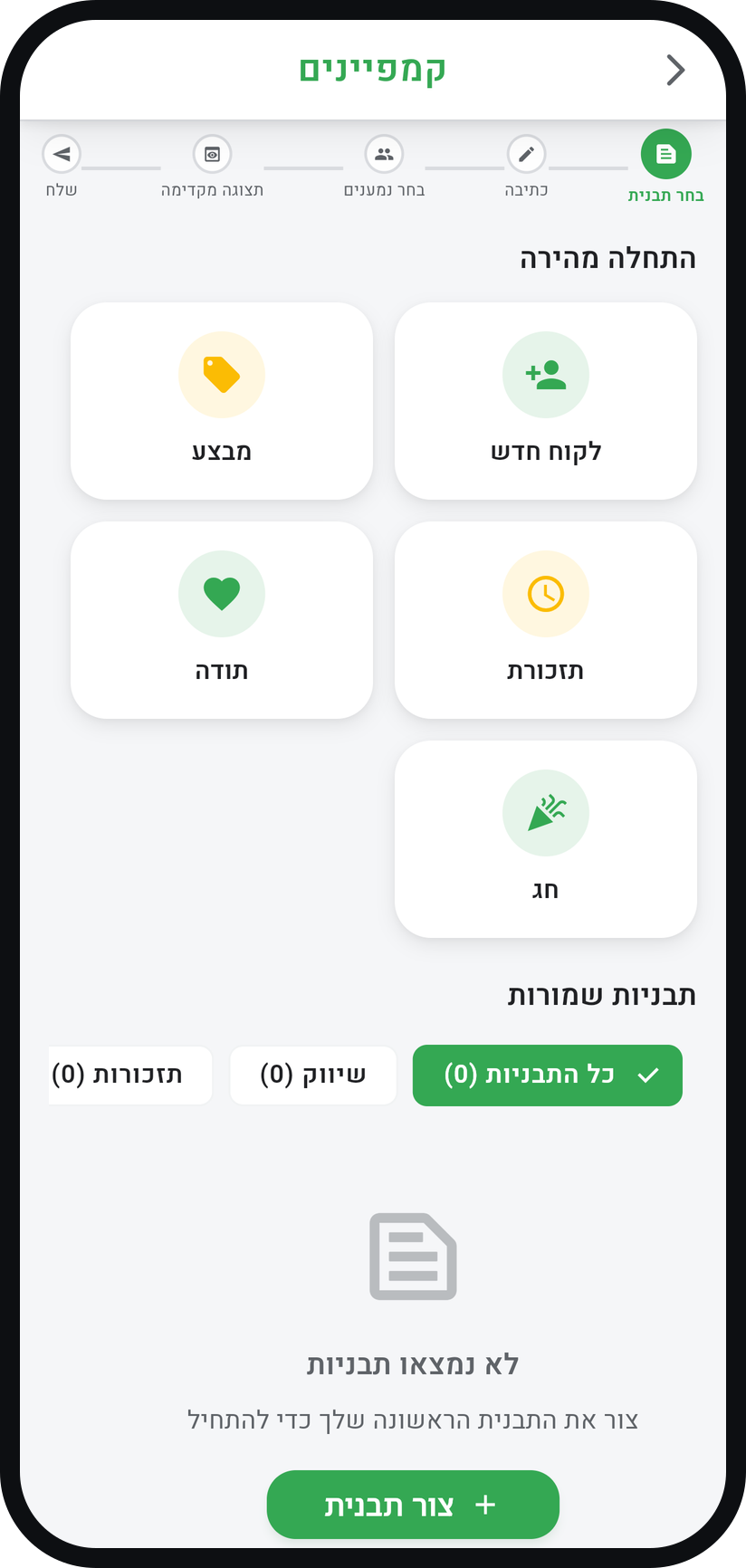 איך שולחים הודעה לכל הלקוחות - כתבו את ההודעה
